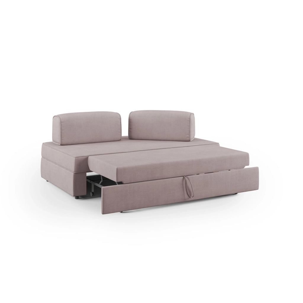 Liberty Divano senza pouf estraibile e schienali movibili in tessuto morbido impermeabile T02 180 cm rosa