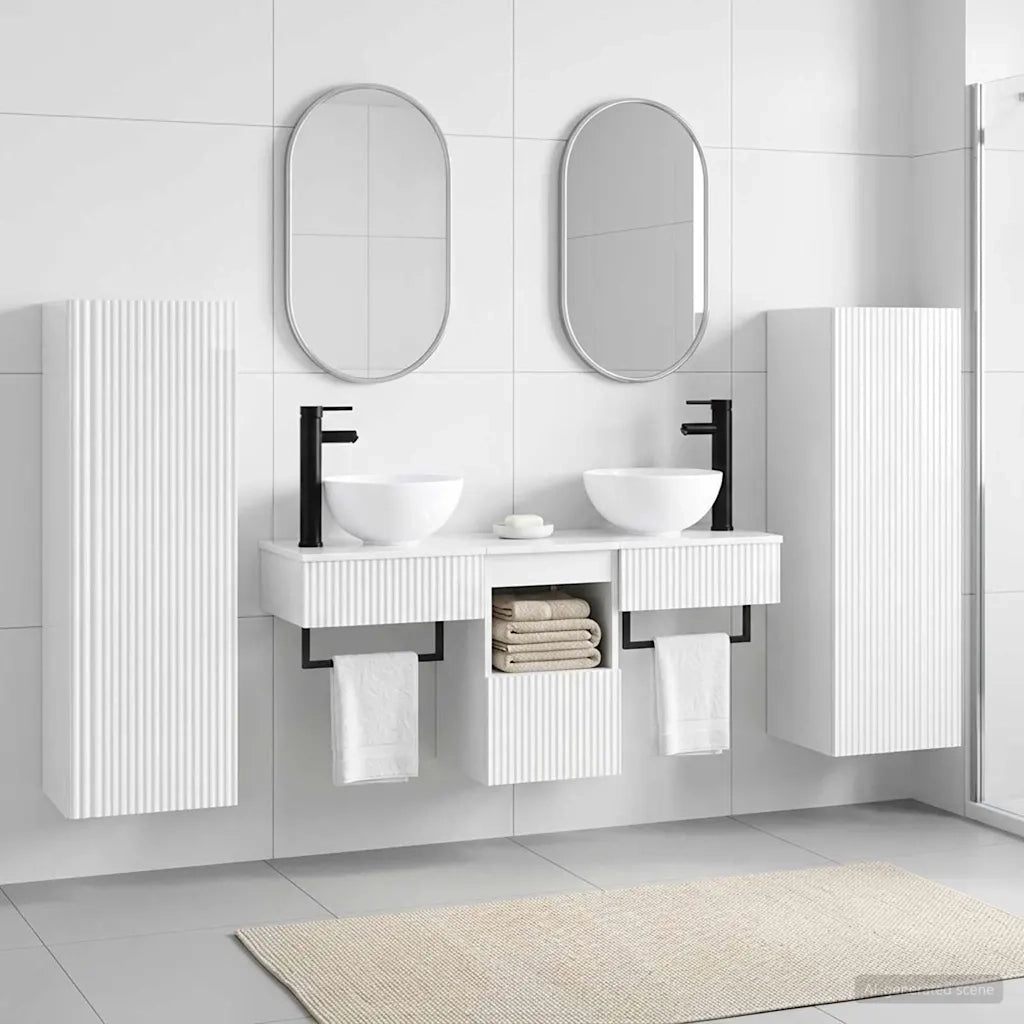 Set di mobili per il bagno 5 pz Bianco Lucido 3405967