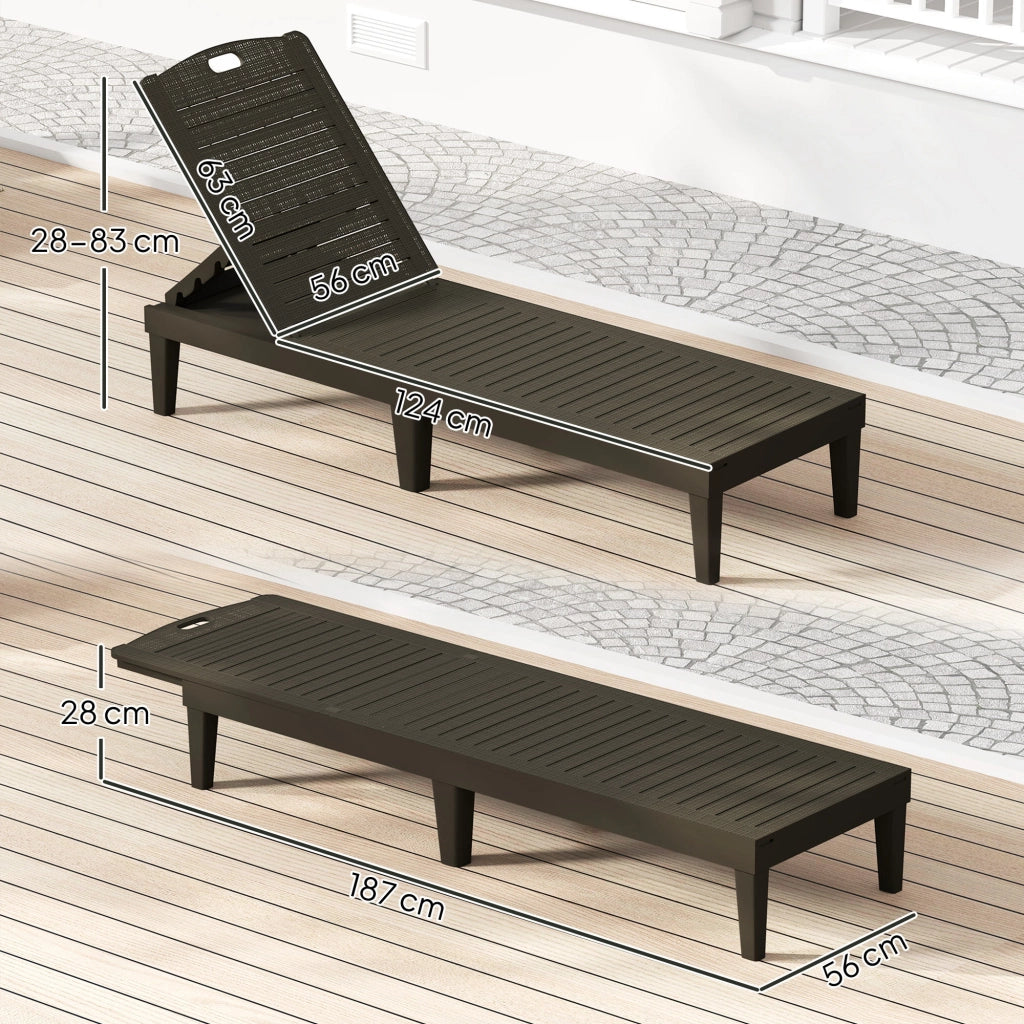Lettino prendisole ¨C zephmum ¨C 2 pezzi, nero, 56x187x28 cm