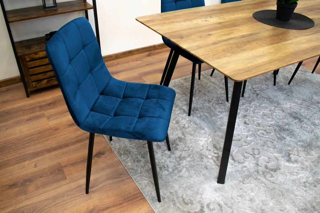 Sedia VALORA PYRA - Design ergonomico moderno in velluto blu navy x 3