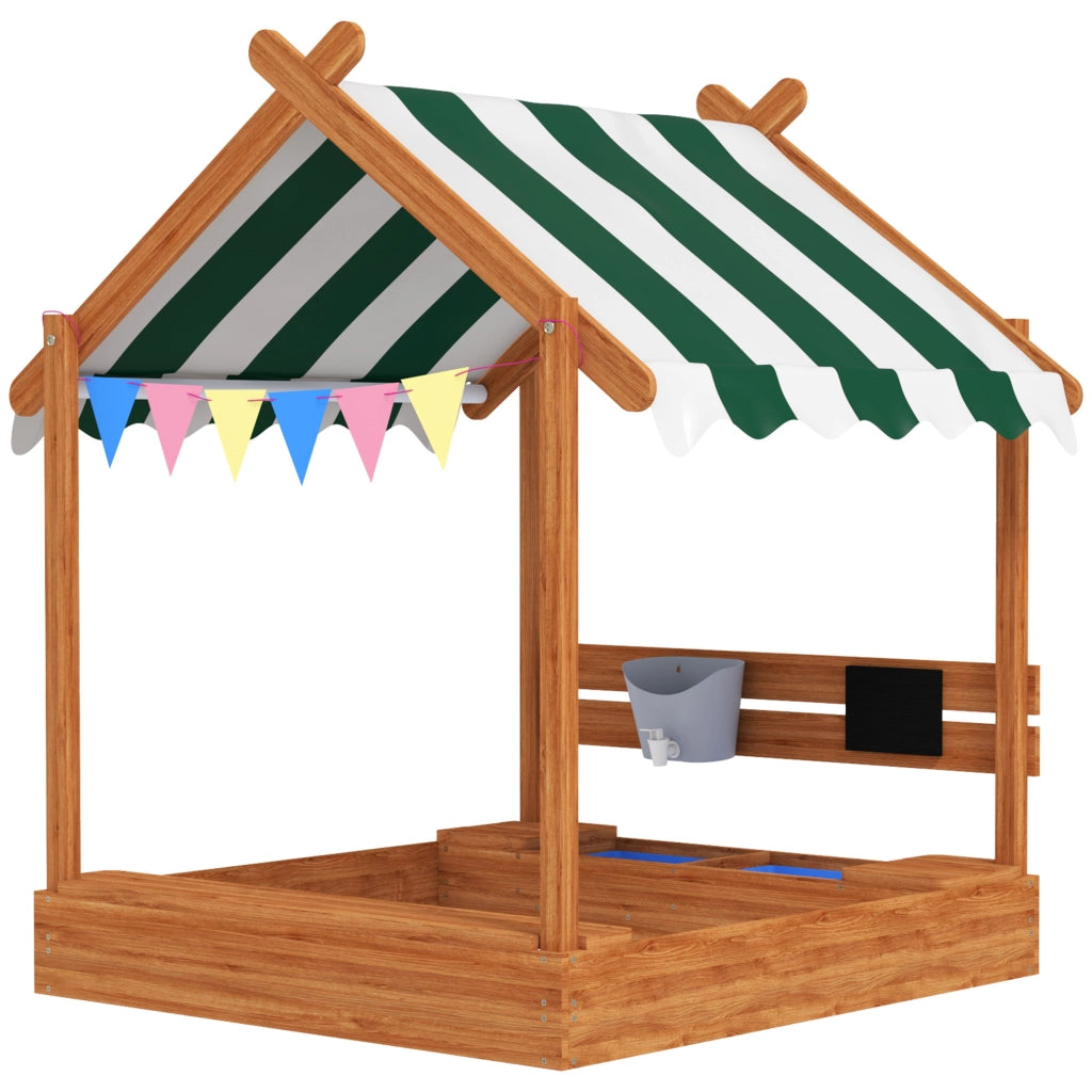 Casetta da Gioco con Sdraio e Sabbiera ¨C zephmum ¨C Legno Massello, 124x116x146 cm, Verde