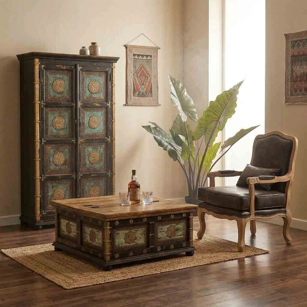 Armadio in legno artigianale, 102x44x183h cm, nero