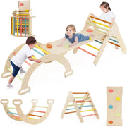 4 in 1 Set da Arrampicata per Bambini, Giocattoli da Arrampicata a Triangolo con Triangolo Arco e Salita, Ideale per Bambini 1 Anni + (Macaron)