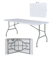 Tavolo Pieghevole Bianco Richiudibile Tavolino Pic Nic Esterno Salvaspazio Camping Terrazzo CamperStruttura In Acciaio Per Feste Giardino Campeggio Vacanze Lunghezza 180 Cm