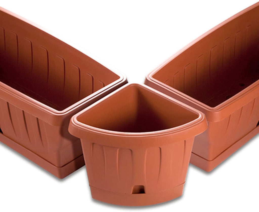 VASO ANGOLARE VICTORIA CON SELF WATERER PIATTINO TERRACOTTA 40 X 54 X 45 CM