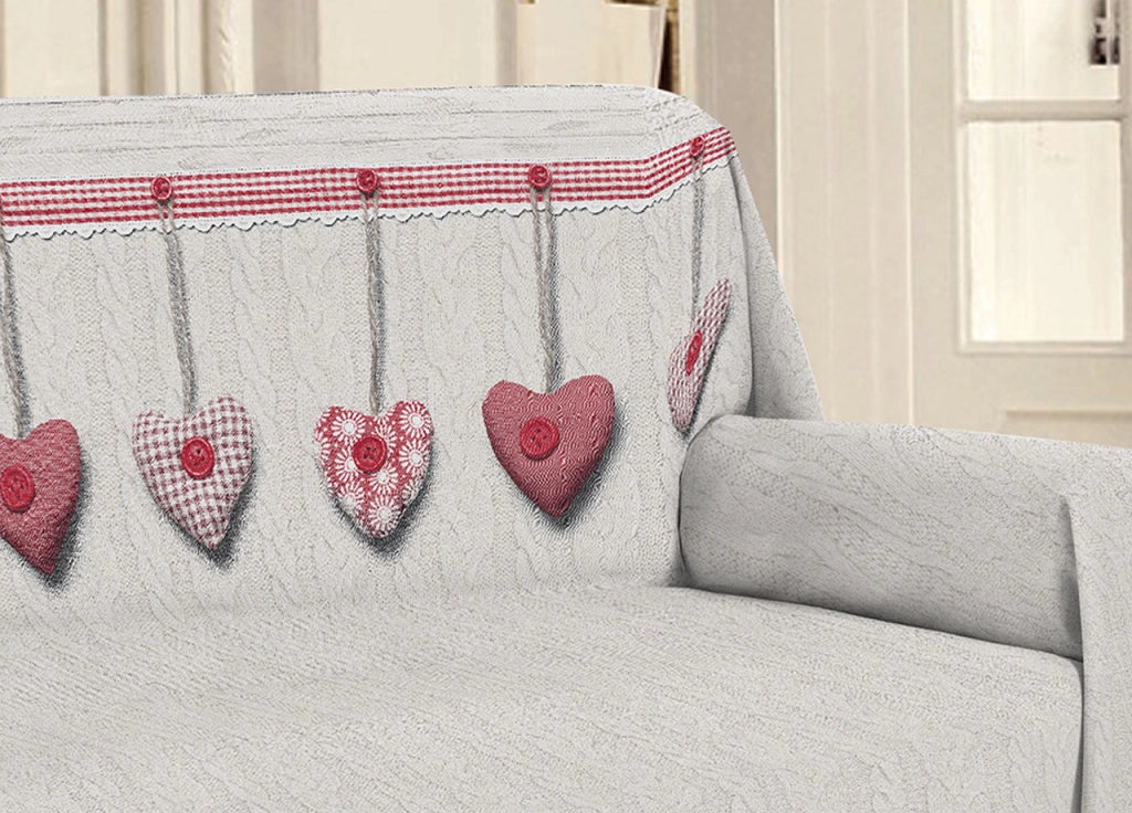 Telo Arredo Linea Pensieri Delicati Disegno Cuore Appeso - Matrimoniale - Rosso