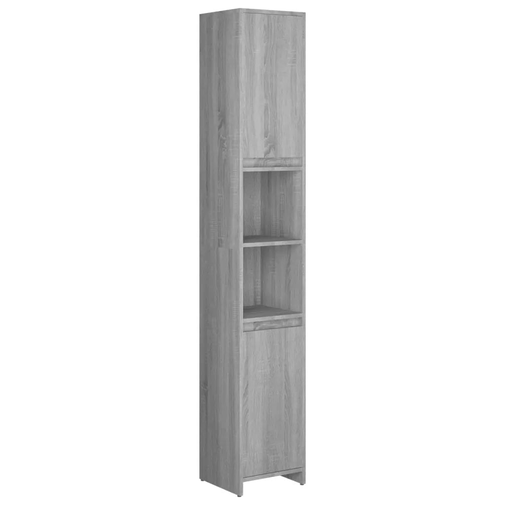 Mobiletto da bagno moderno 30 x 30 x 183,5 cm ampio spazio contenitivo design elegante in legno composito grigio 02_0048139