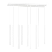 Lampadario 9 Luci Moderno Shu Acciaio Bianco E Paralumi A Cilindri Sottili