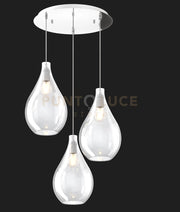 SOSP. CROMO 3 LUCI TONDA VETRI MEDI TRASPARENTE 1193CR-S3 TM-TR