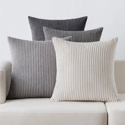 Set di 4 cuscini di copertura a ruote a corduroy, decorativi, morbidi, per divano, poltrona, camera da letto, 40 x 40 cm, serie grigio scuro