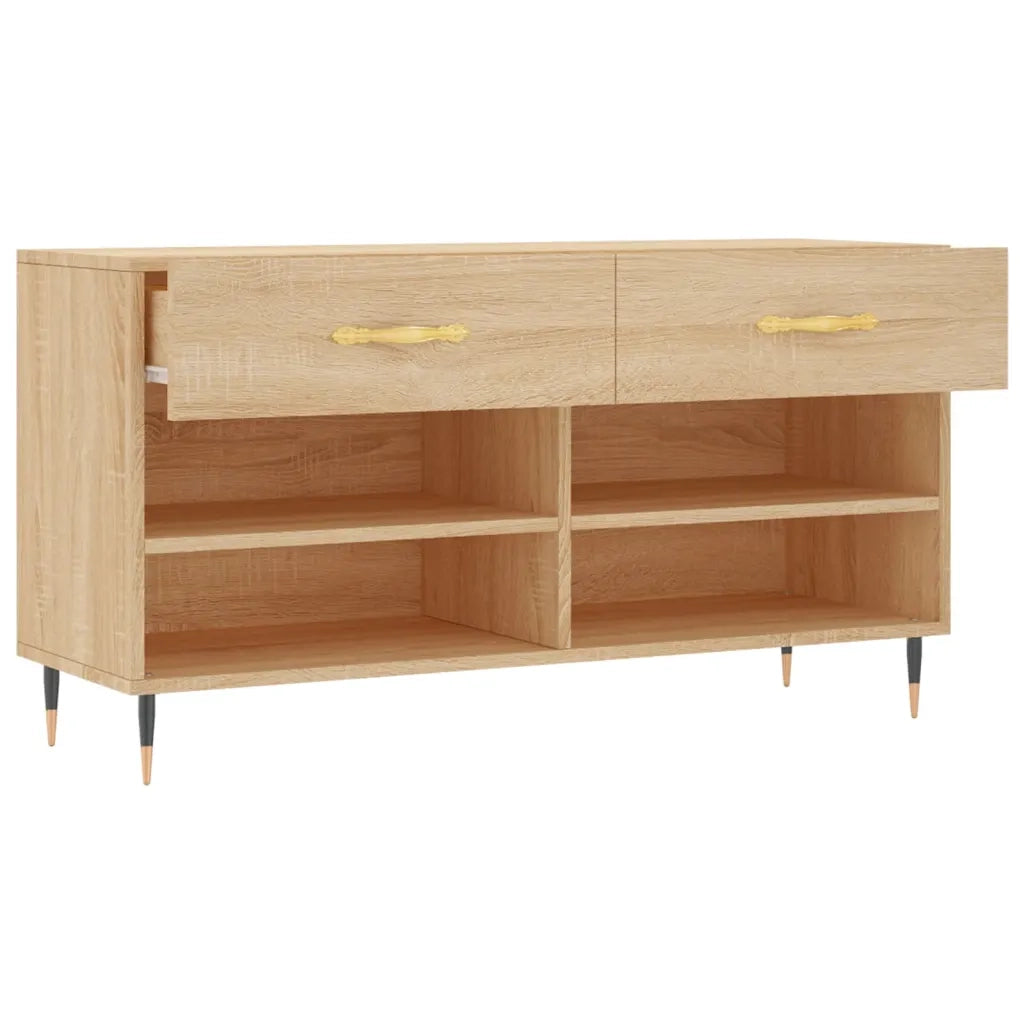 Panca Porta Scarpe | Scarpiera | Mobile per scarpe Rovere Sonoma 102x35x55 cm Legno Multistrato