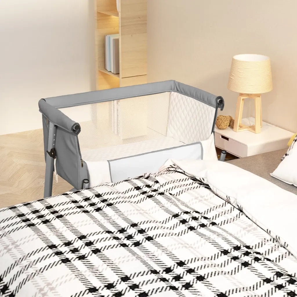 Lettino per Bambini con Materasso-Struttura Letto per Bambini Grigio Chiaro Tessuto di Lino