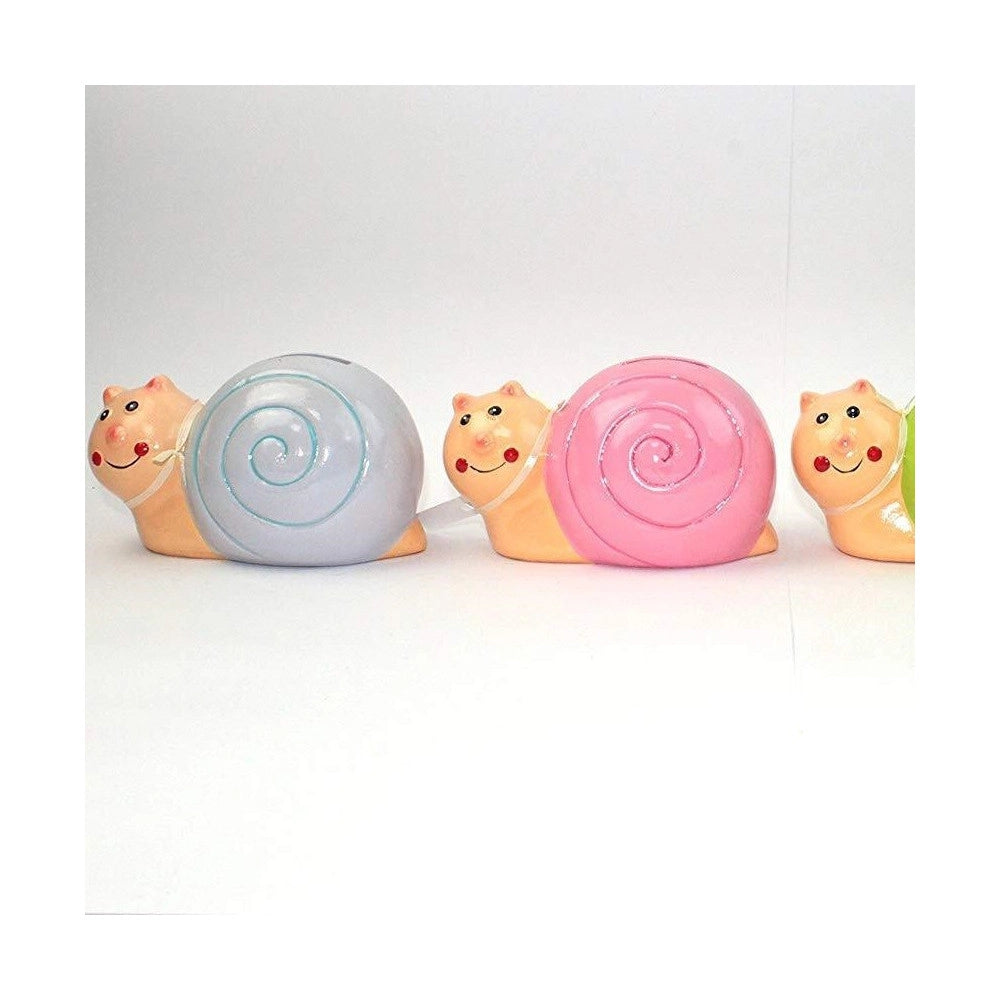Trade Shop - Salvadanaio Lumachina Colorato 10cm In Ceramica Monete Porta Soldi -