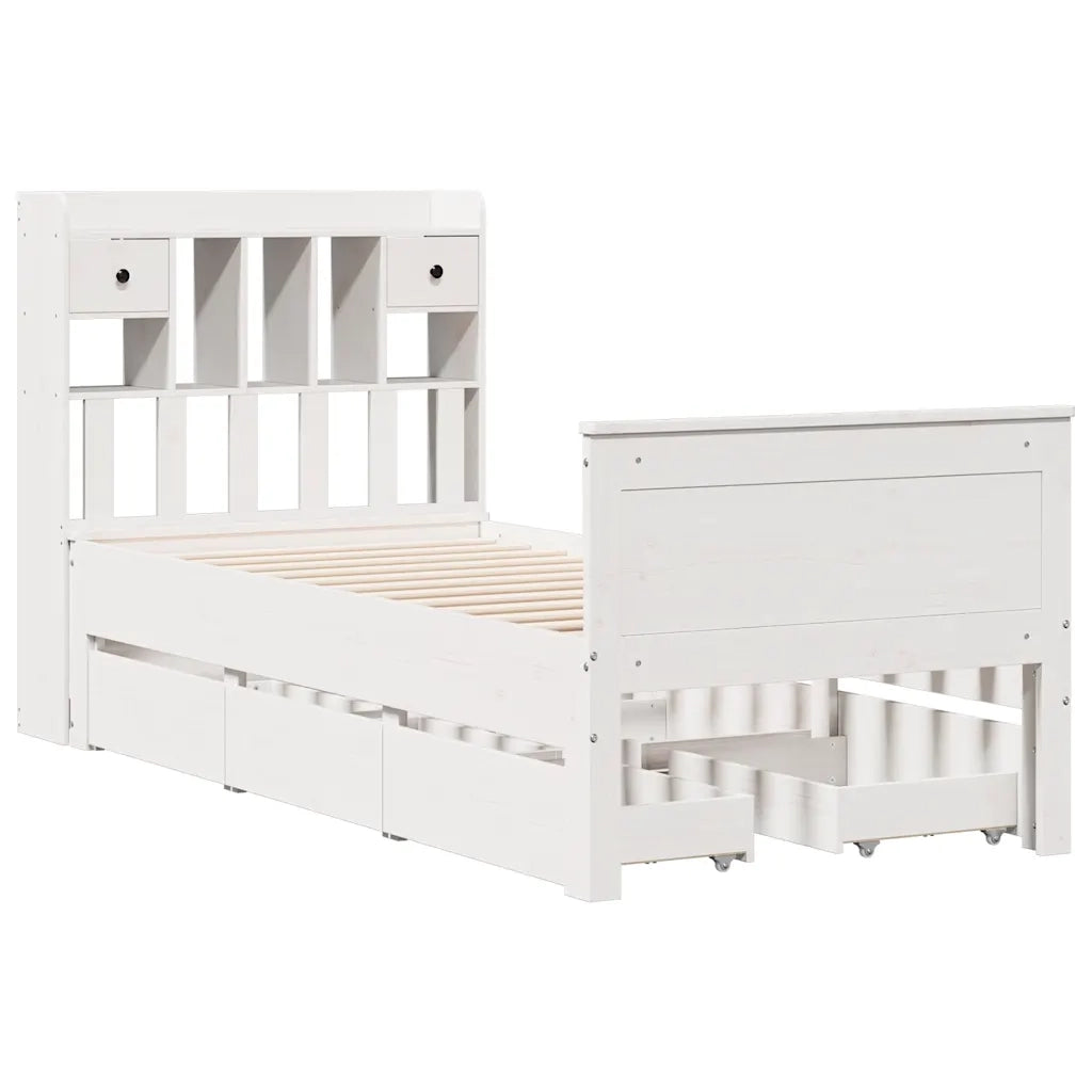 Letto Libreria senza Materasso Bianco 90x190 cm Massello Pino 3308943
