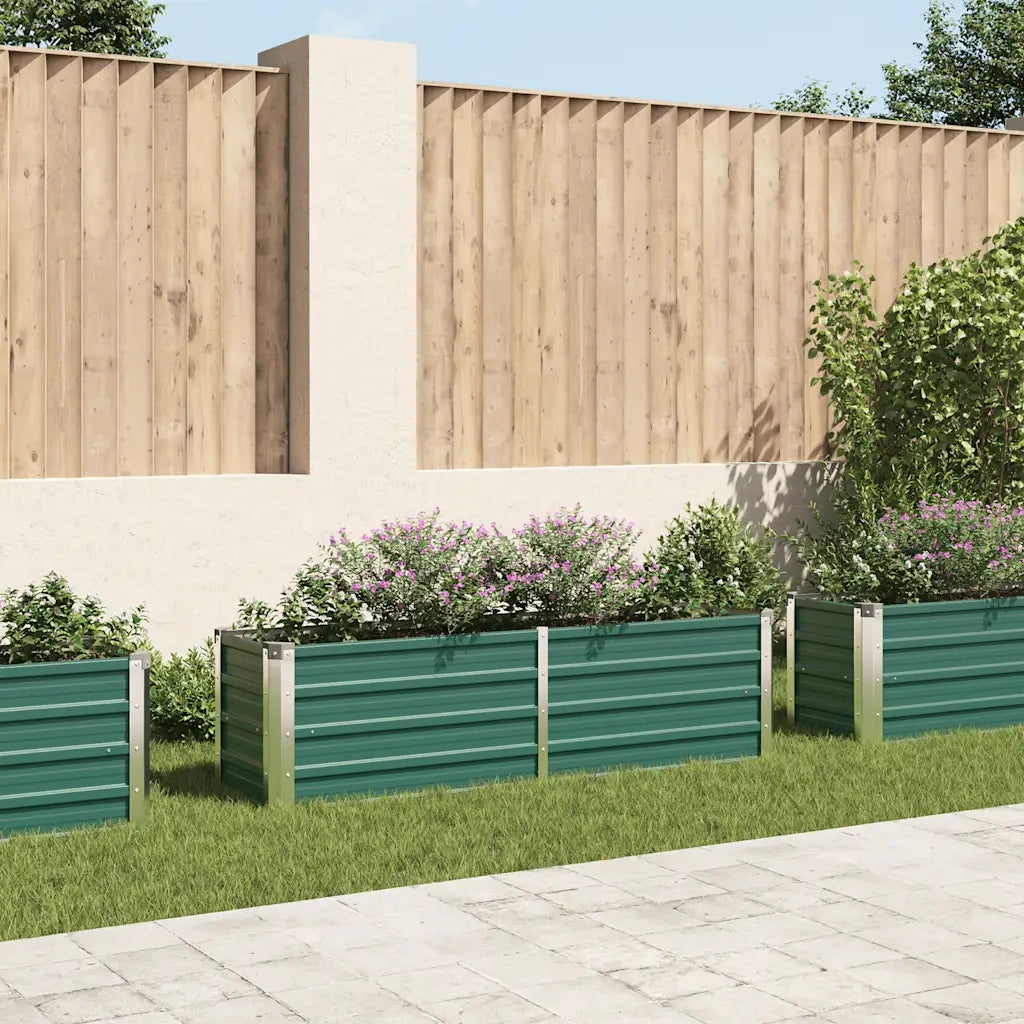 Fioriere | Cassetta per fiori | Letto Rialzato Giardino in Acciaio Zincato 160x40x45 cm Verde
