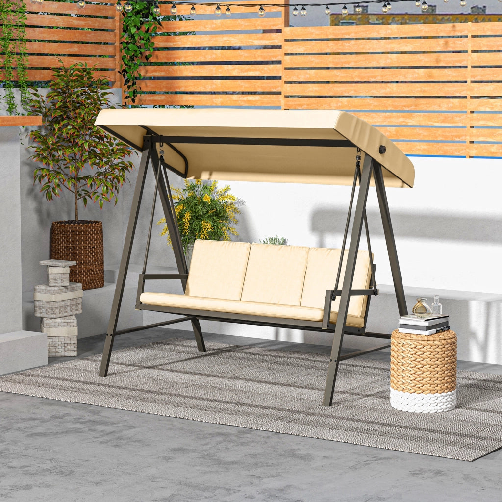 Amaca a dondolo da giardino ¨C zephmum ¨C Beige e Marrone 200x125x175 cm