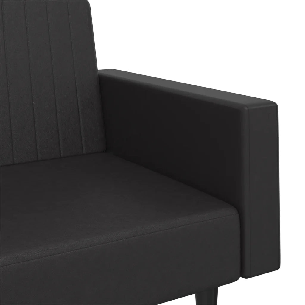 Divano Letto a 2 Posti Nero in Similpelle 375951