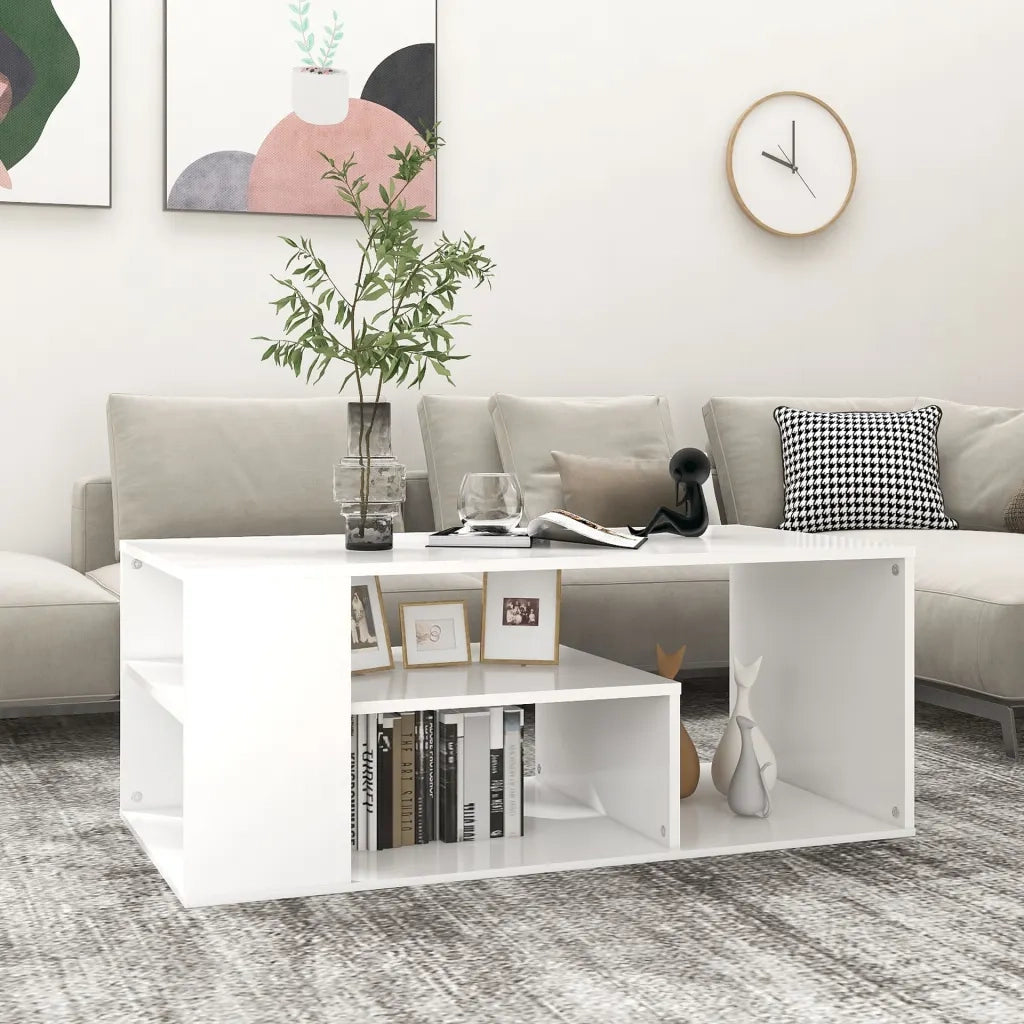 Tavolino da Salotto-Tavolino da soggiorno-Tavolo Bianco 100x50x40 cm in Legno Multistrato