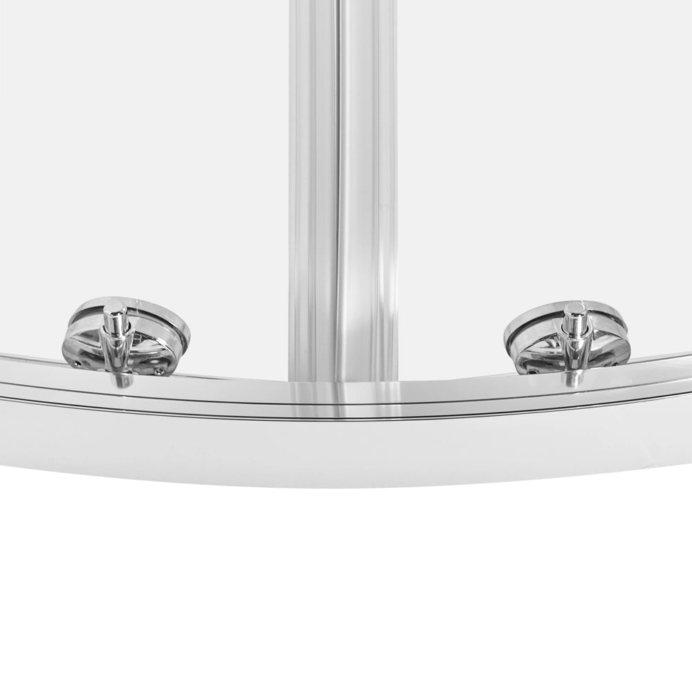Box doccia semicircolare in vetro temperato con telaio in alluminio argento e porta singola 90 x 90 x 190 cm dal design moderno