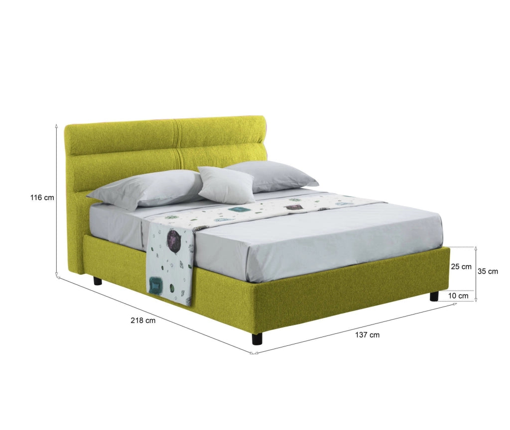 Brivio, Letto Piazza e Mezza Sfoderabile Made in Italy, Verde