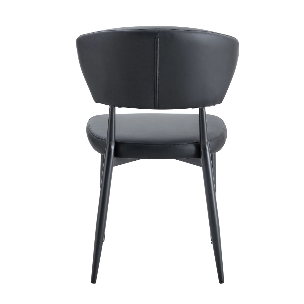 Sedia da Pranzo Set da 2 con Schienale Ergonomico Curvo e Gambe Antiscivolo in PU e Metallo Nero