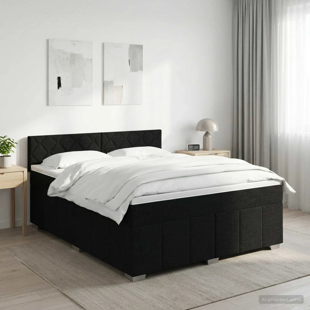 Letto box spring con materasso Nero 140 x 190 cm Tessuto 3451215