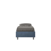 Letto Sommier imbottito Singolo 80x210 cm Azelia - Contenitore,Microfibra,Blu