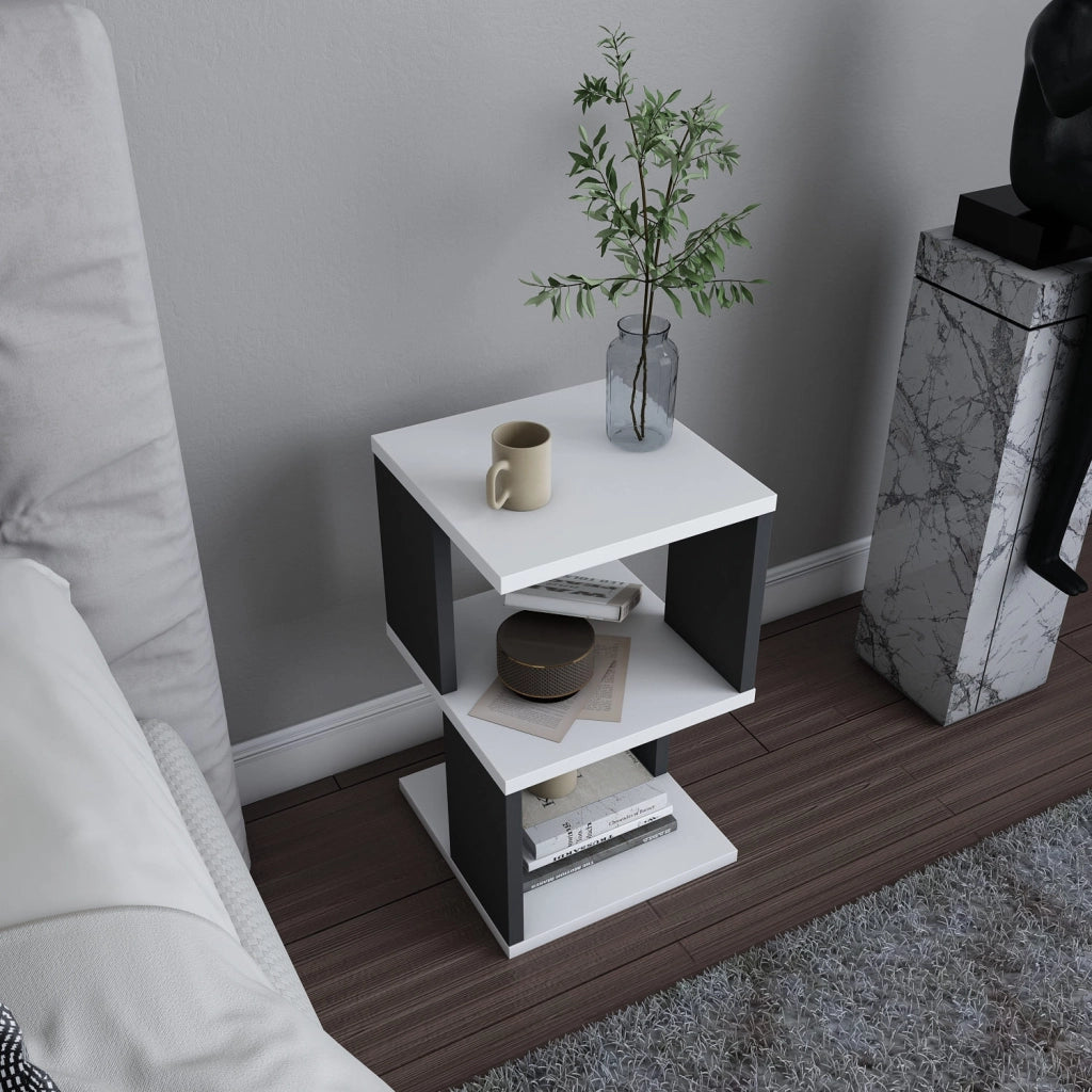 Comodino in legno "Carter" - 30 x 30 x 49 cm - Bianco