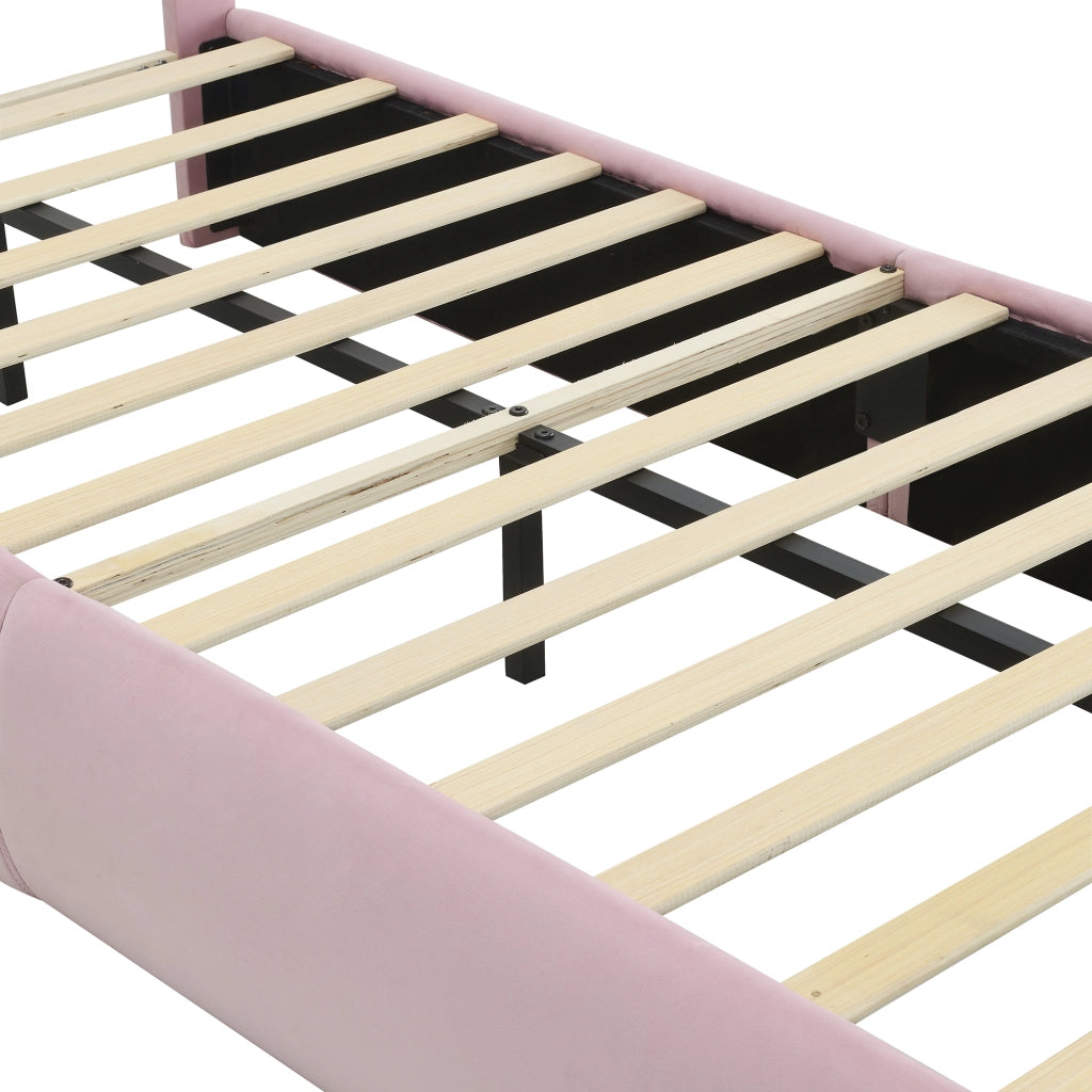 DESMIU Letto singolo 1 posto con LED regolabile e 2 pouf contenitore, 90 × 200 cm, senza materasso