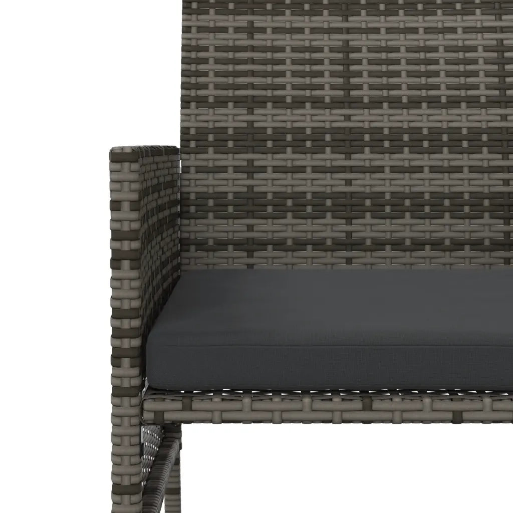 Divano Giardino 2 Posti con Tavolo e Sgabelli-Sofa da Giardino-Divanetto da esterno Grigio Polyrattan 698475