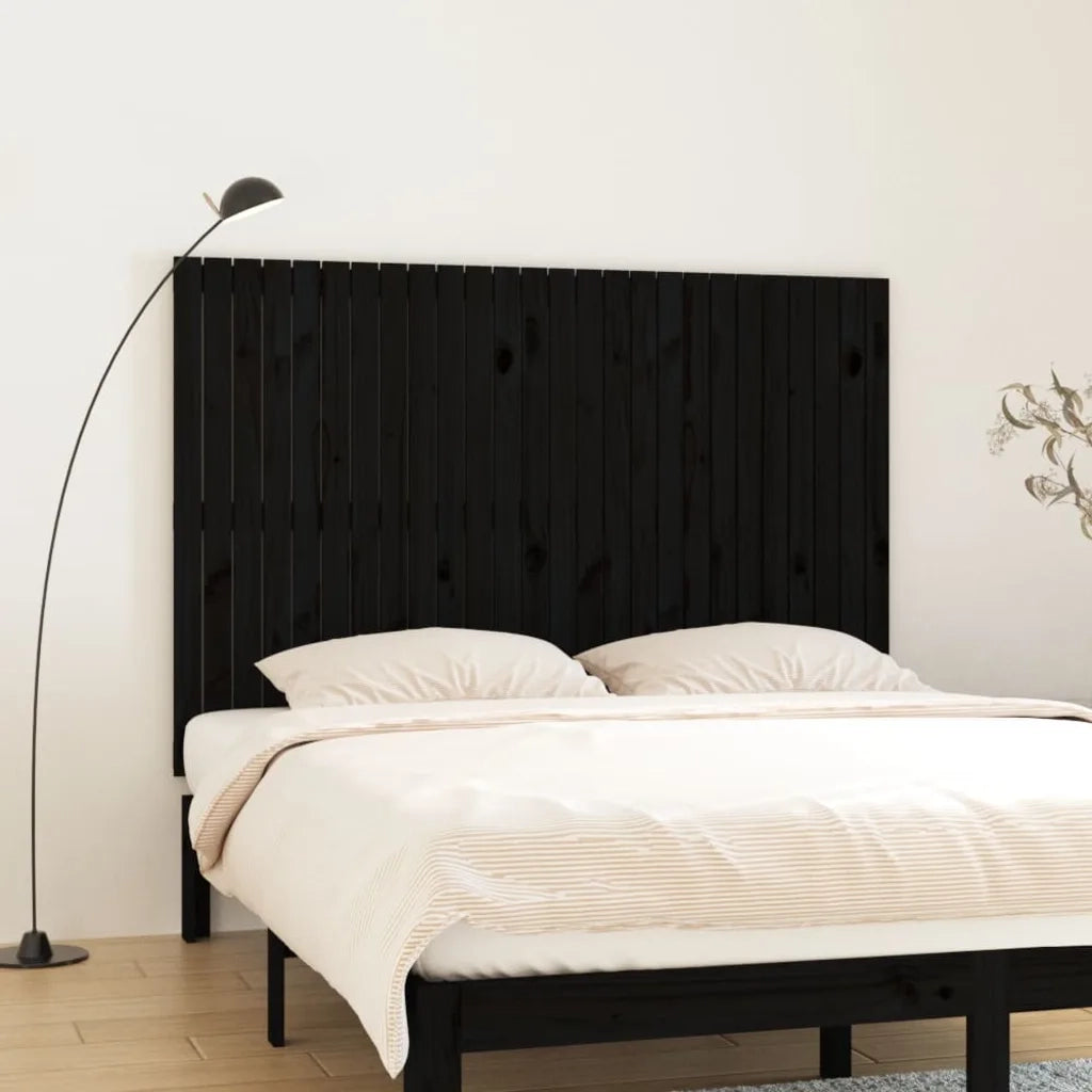 Testiera | Testata da Parete Nera 166x3x110 cm in Legno Massello di Pino