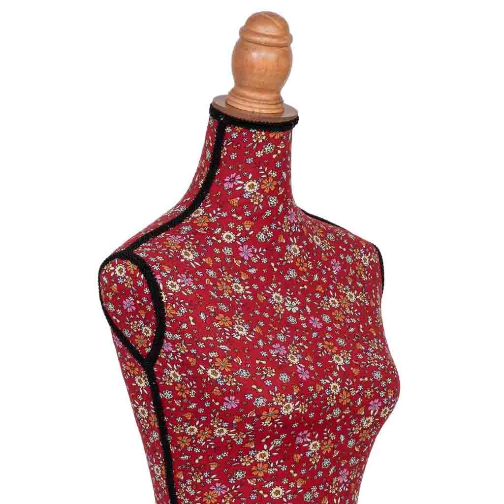 Manichino legno schiuma con tessuto rosso 37.5x24x168 cm