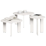 3 pz Tavolino da salotto | Tavolino da caff¨¨ | Tavolino da Soggiorno Bianco Legno di pino massello