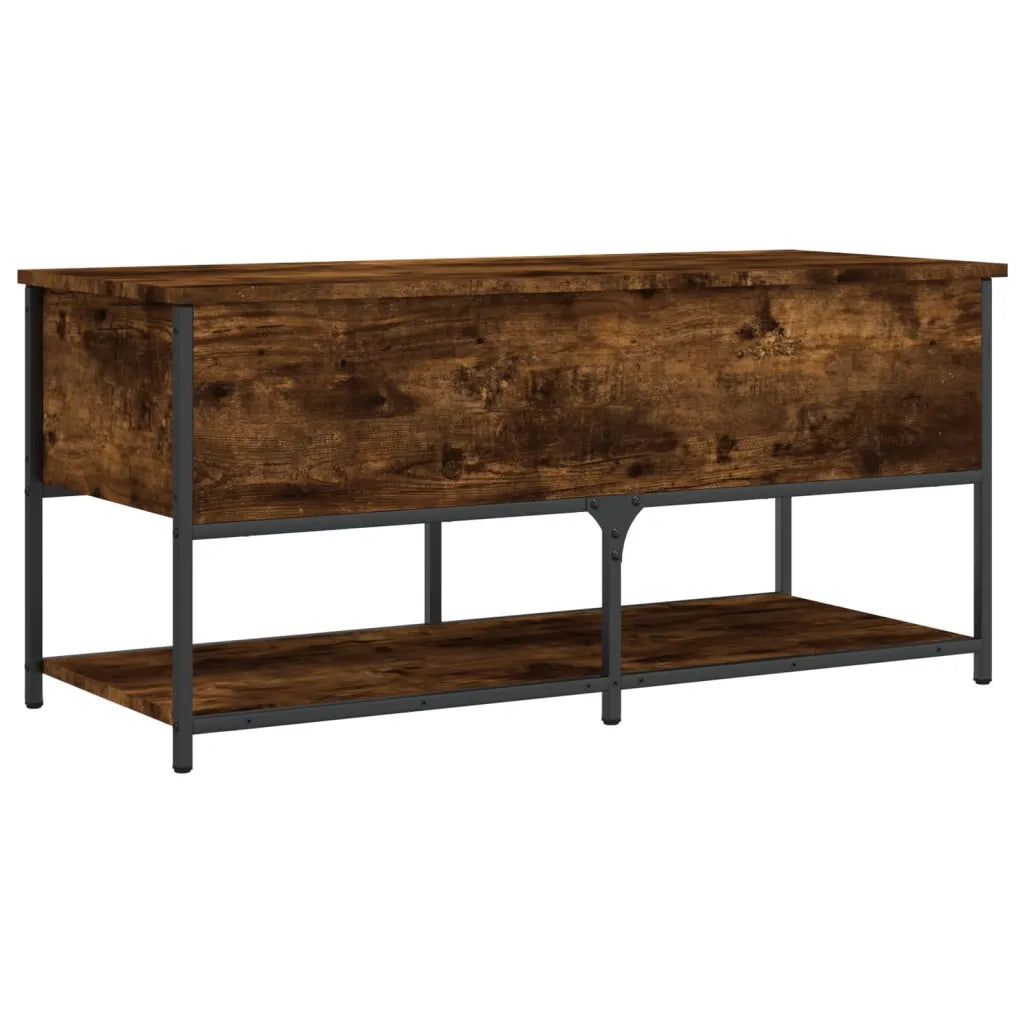 Panca Portaoggetti-Sgabello-Panca con Contenitore Rovere Fumo 100x42,5x47 cm Legno Multistrato