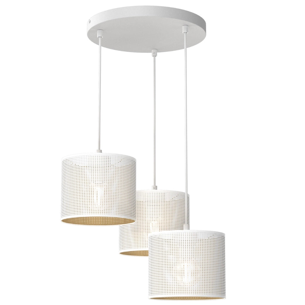 Lampada a sospensione Loft Shade bianca oro 3xE27 Luminex