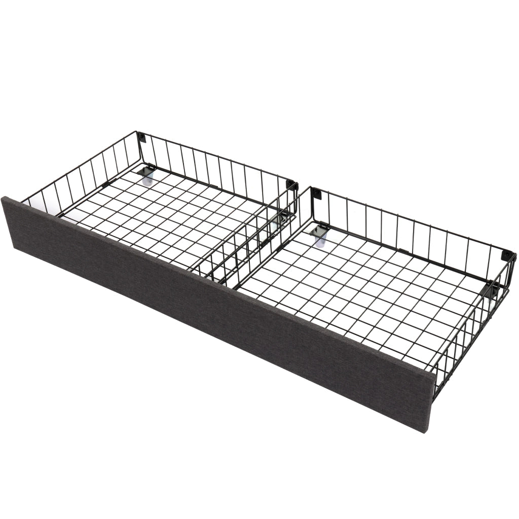OKWISH Letto Contenitore 140×200 cm, Letto Matrimoniale con LED Regolabile, Vano Contenitore e Cassetti e Scomparti, senza Materasso, Lino, Grigio