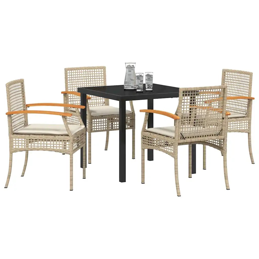 Set da Pranzo per Giardino 5 pcs Beige polyrattan