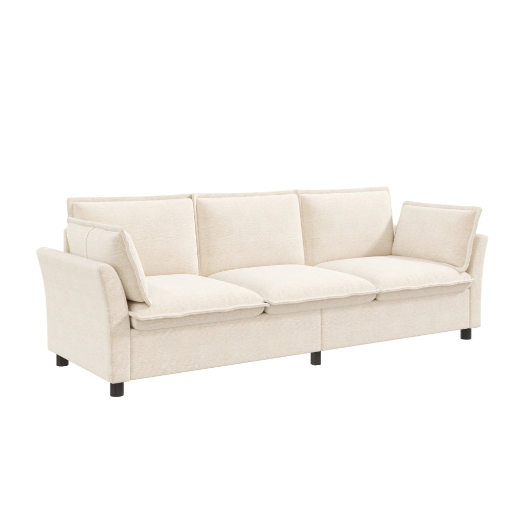 SOFA 3 posti 220x81x87 cm in Chenille Beige con 2 cuscini