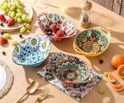 Set di dessert in stile bohemien - Confezione da 6 pezzi per dessert e insalata - Resistente a microonde e lavastoviglie - 560ml Set di ciotole