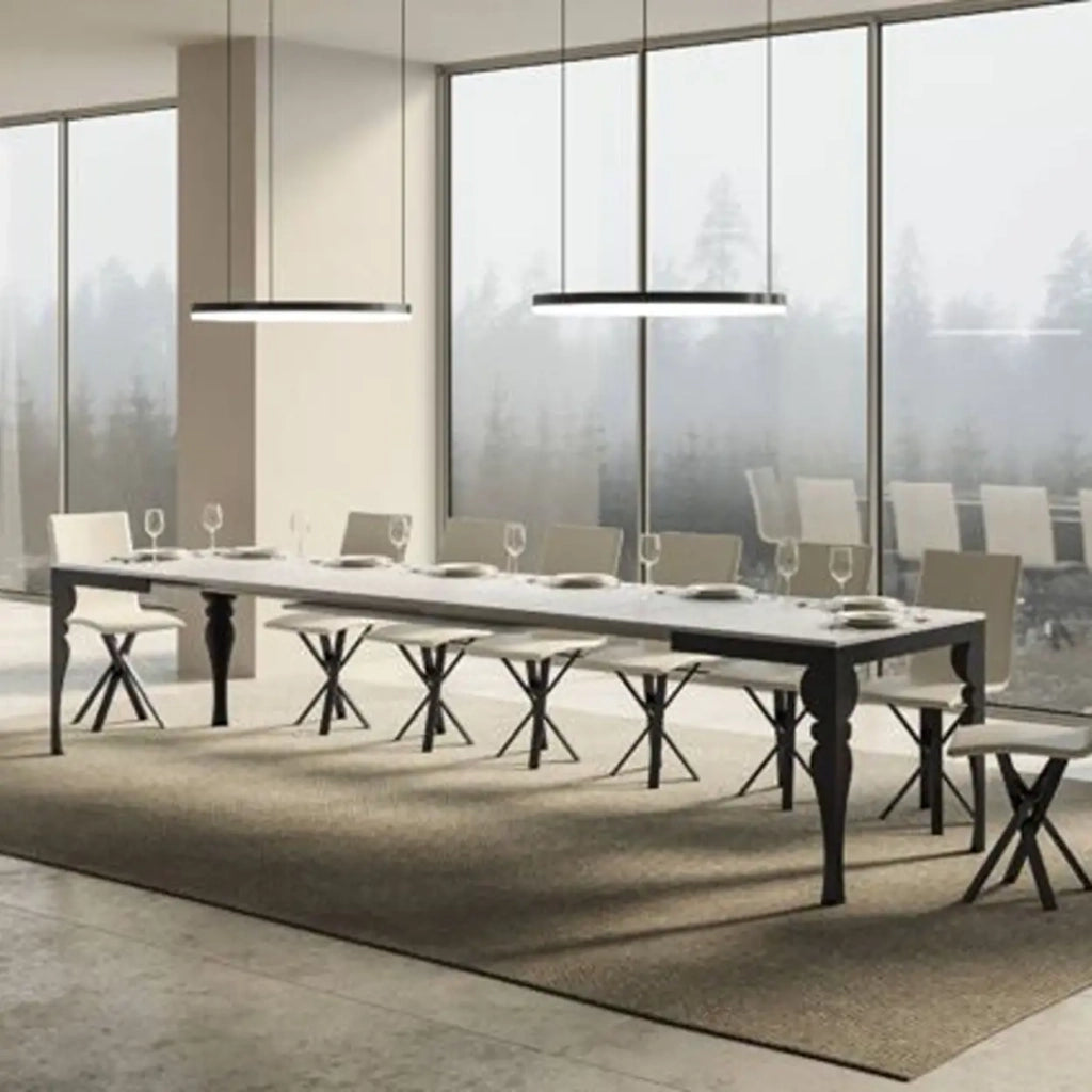 Tavolo allungabile 160/420x90 cm Paxon Evolution colore bianco frassino telaio e gambe antracite