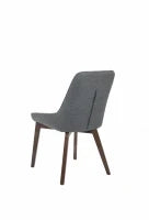 E-STYLO Sedia da pranzo in tessuto grigio scuro con gambe e struttura in massello di noce, 62cm X 49.5cm H. 87cm.