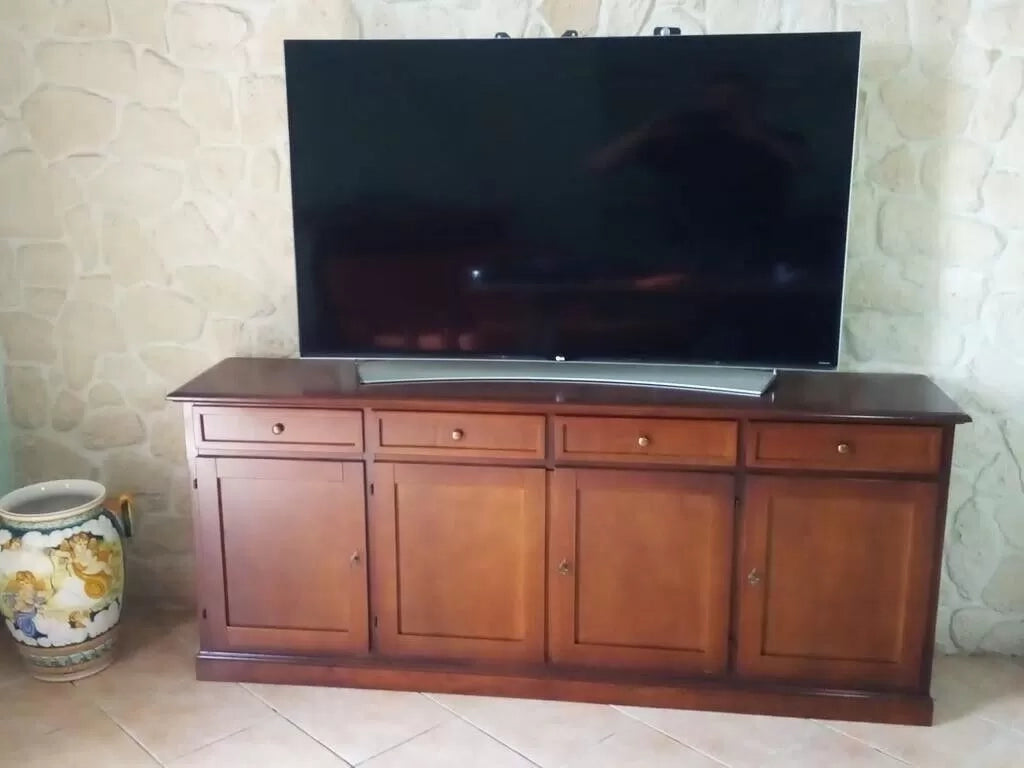 Madia credenza in legno 4 porte tinta noce 205x42x86 (380) - Mobili 2G