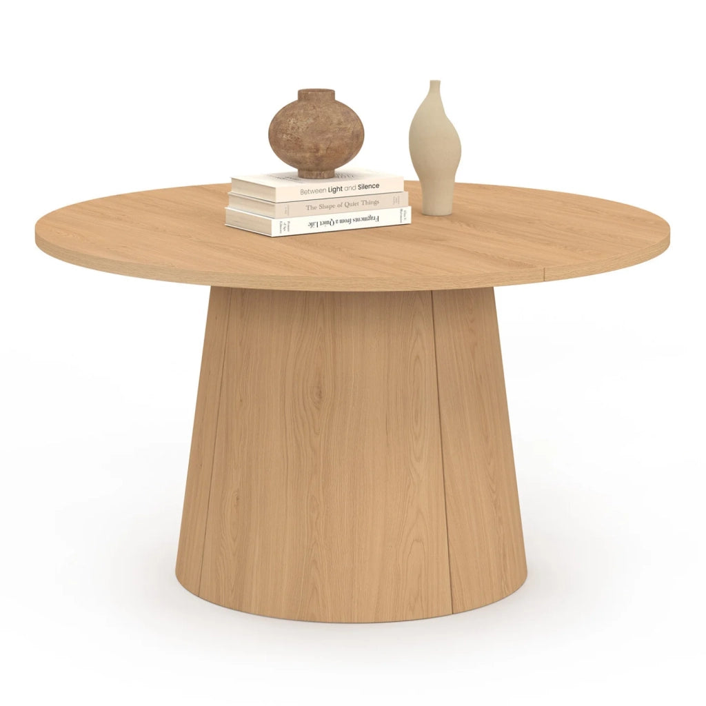 IDMarket - Tavolino rotondo ANGELE da 70 cm con gamba centrale in legno effetto faggio