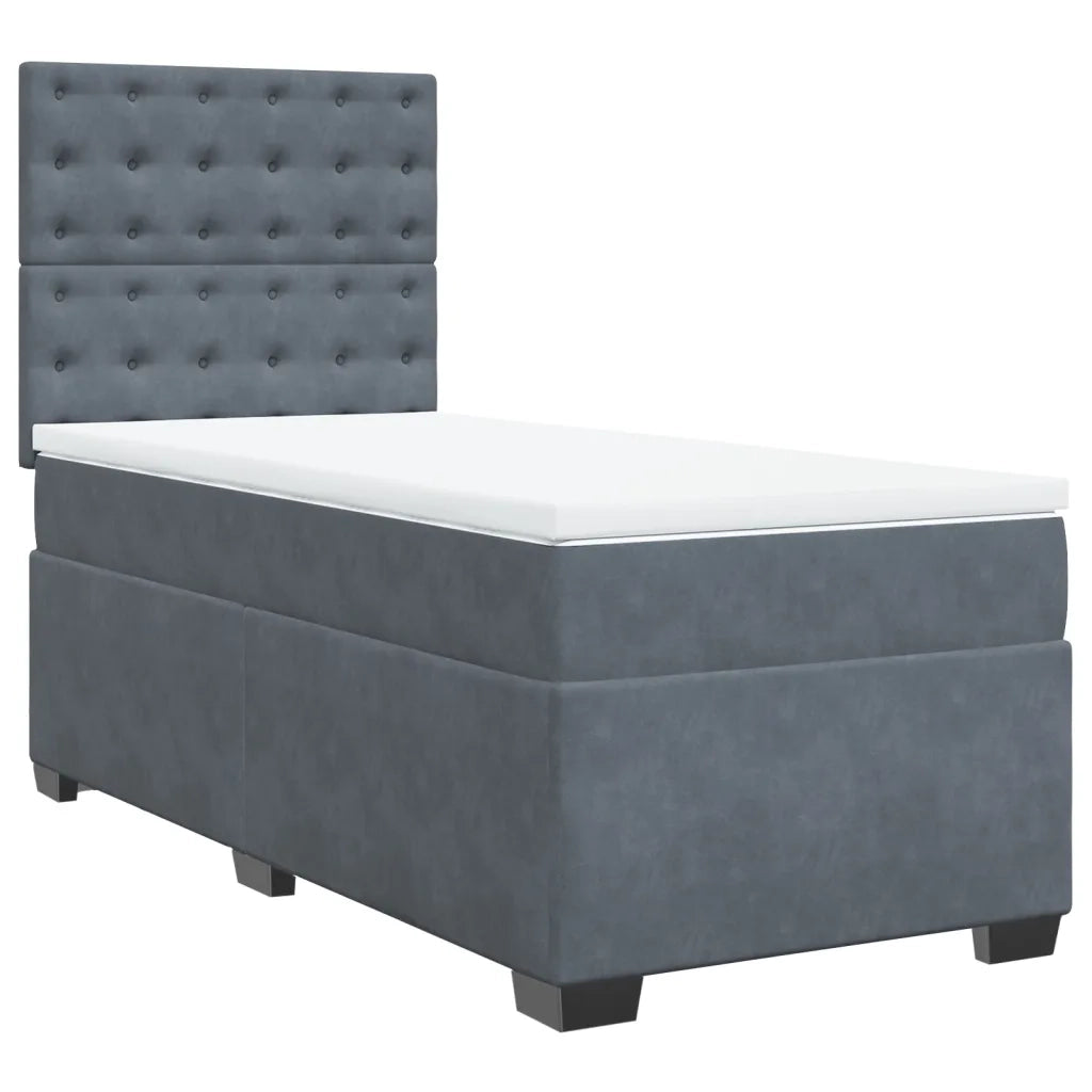 Giroletto a Molle con Materasso Grigio Scuro 100x200 cm Velluto 3290847