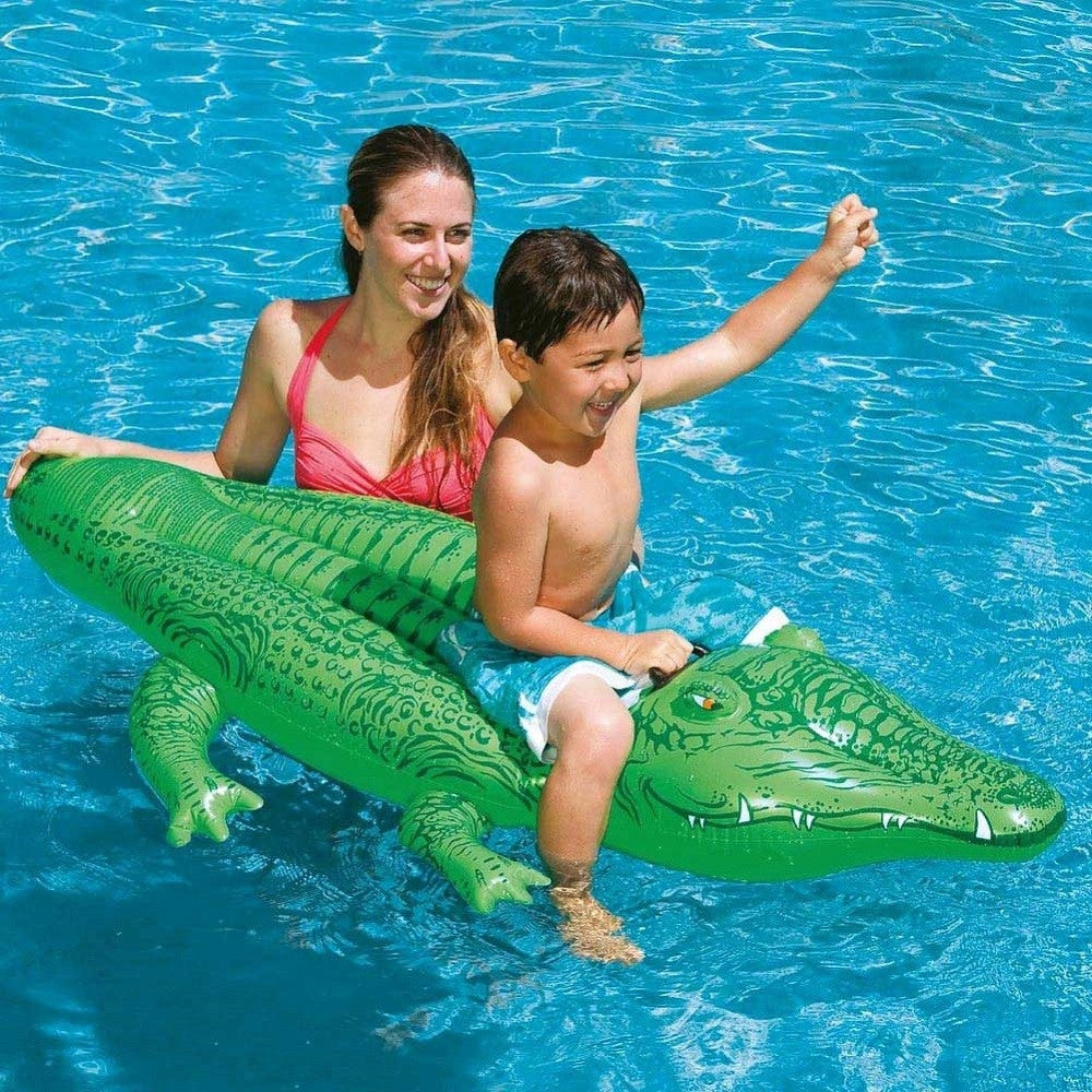 Trade Shop - Coccodrillo Cavalcabile Gioco Gonfiabile Per Bambini 168 X 86 Cm Mare Piscina -