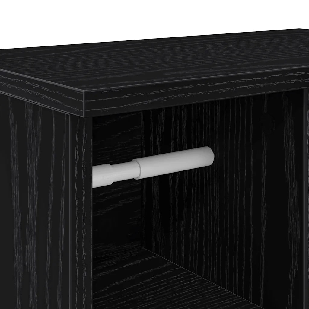 Mobile da Bagno | Armadio da bagno con Portarotolo Nero 39x22x90 cm