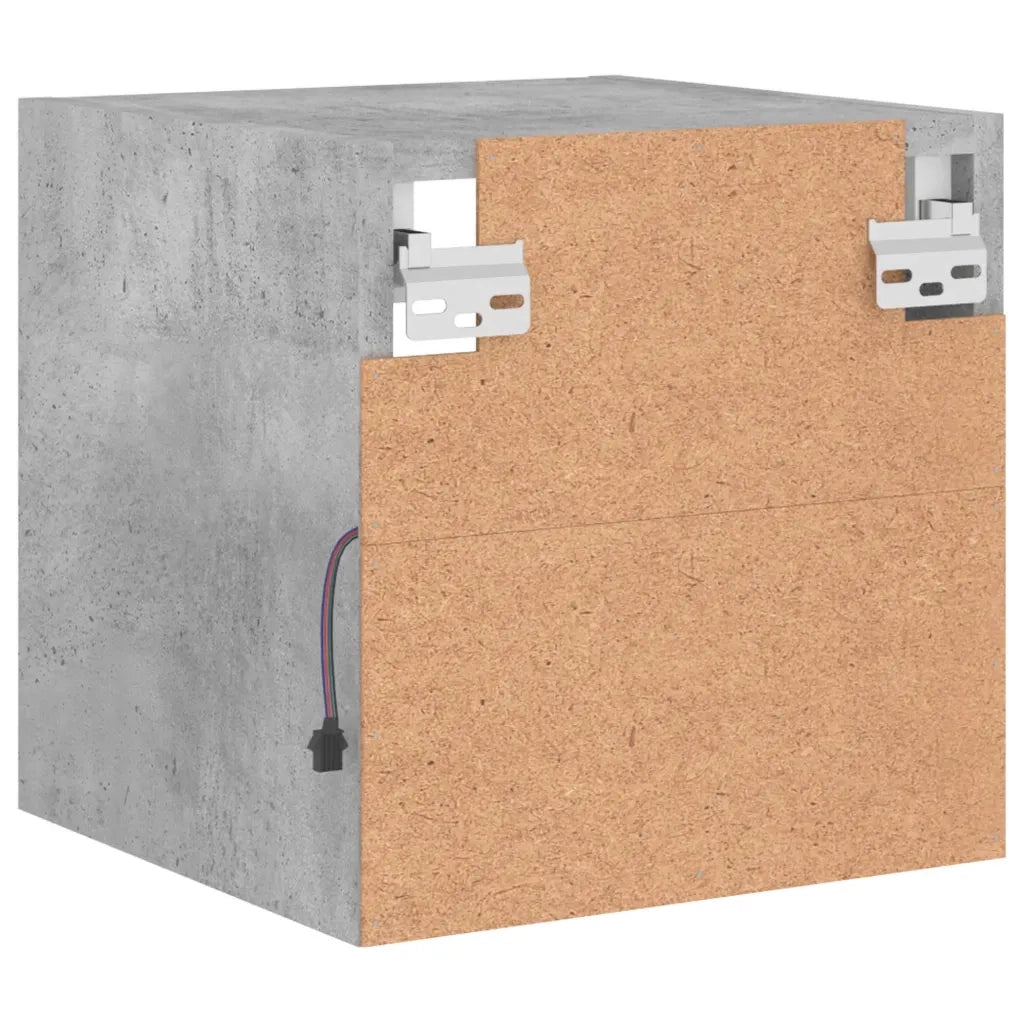 Mobile TV a Parete | Armadietto TV | Mobile Porta TV con Luci LED Grigio Cemento 30x28,5x30 cm