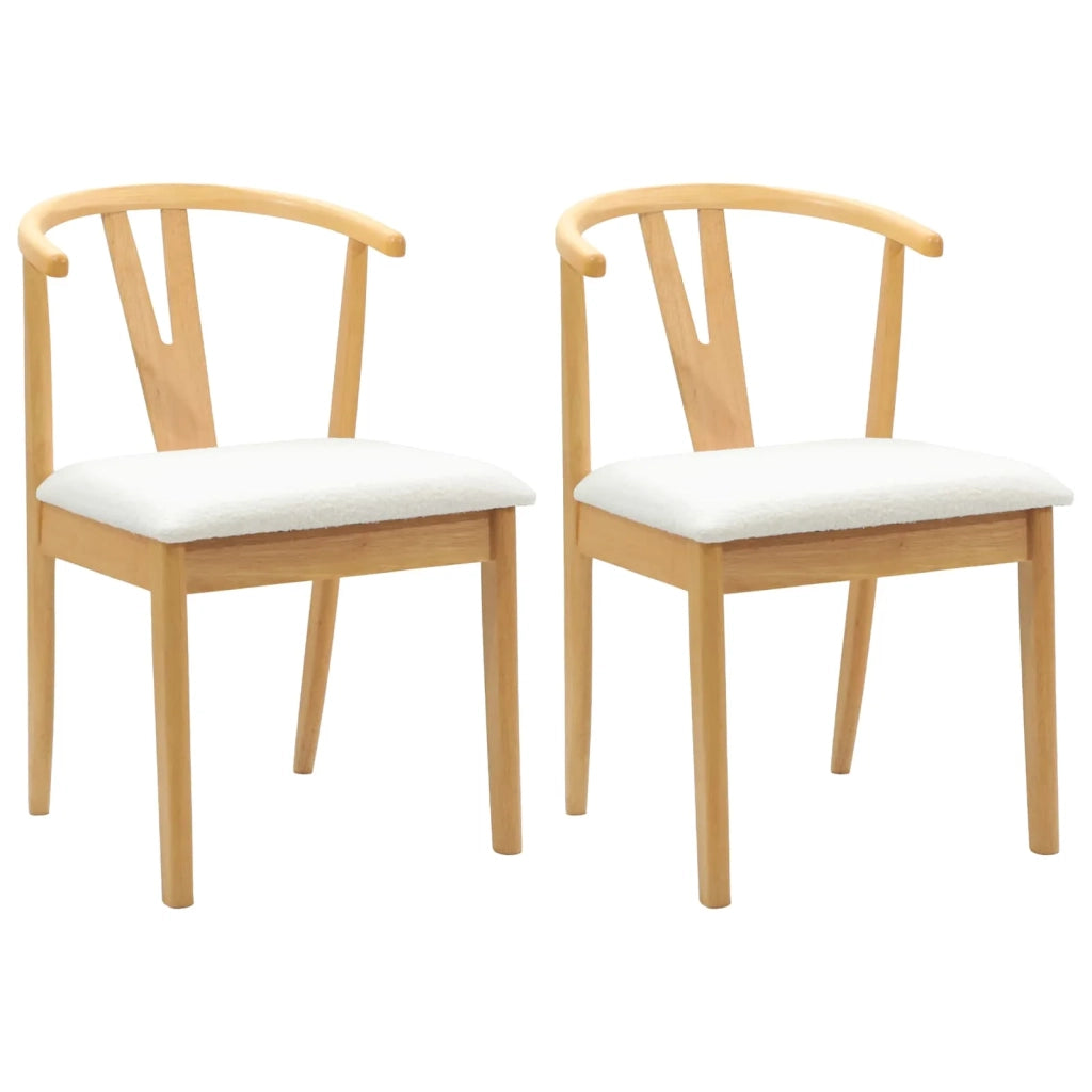Sedia da pranzo 2 pcs Naturale e chiaro Legno di gomma solido