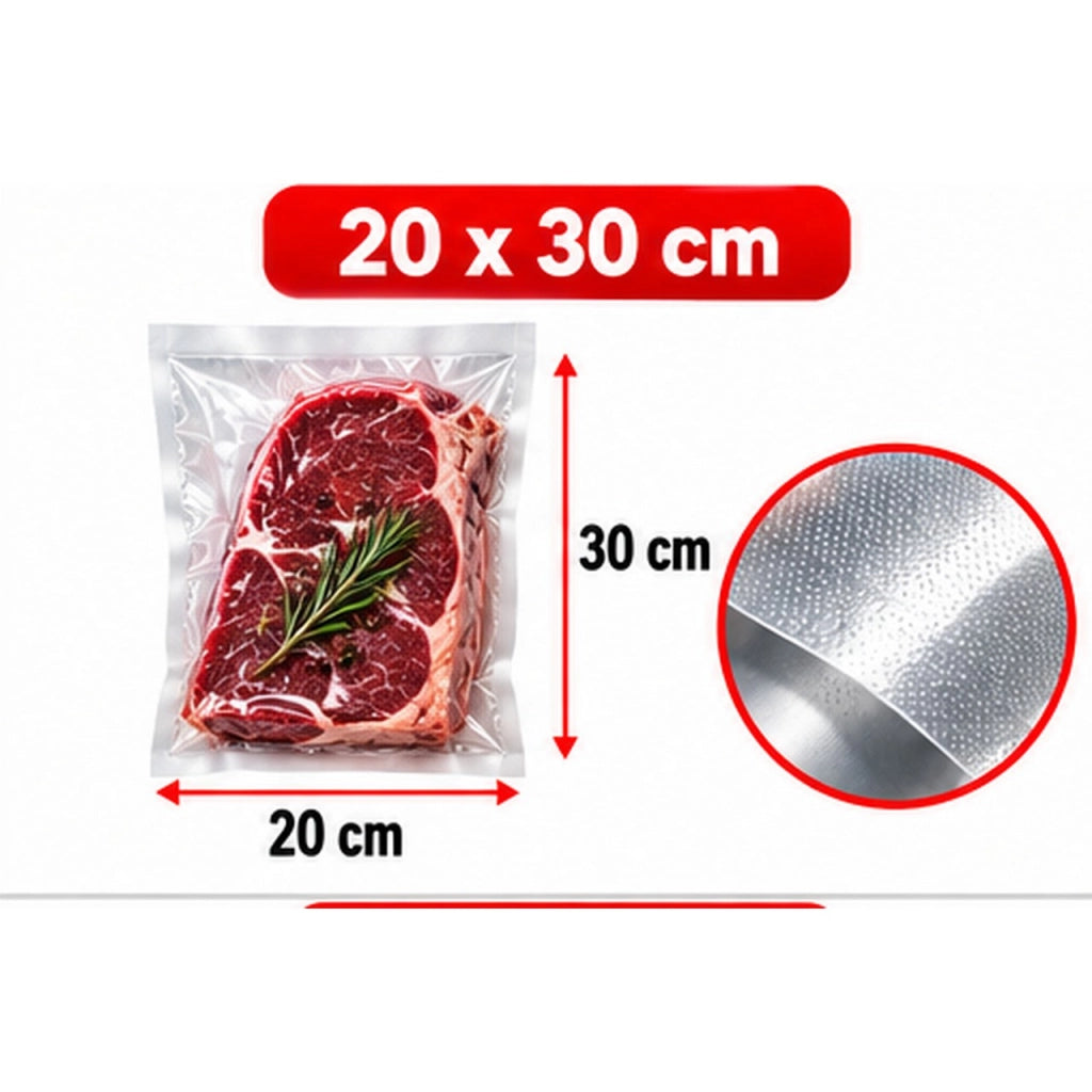 50 Sacchetti Sottovuoto Goffrati per Alimenti Buste Conservazione Varie Misure DIMENSIONE: 20x30cm