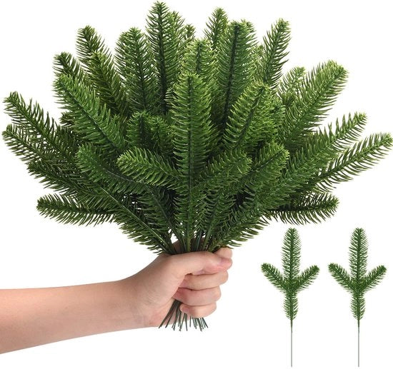 50 pezzi di finte foglie di pino, lunghe aghi di pino artificiali, steli di pino a foglia di pino, aghi di pino finti come bombolette per decorazioni di Natale e vasi.